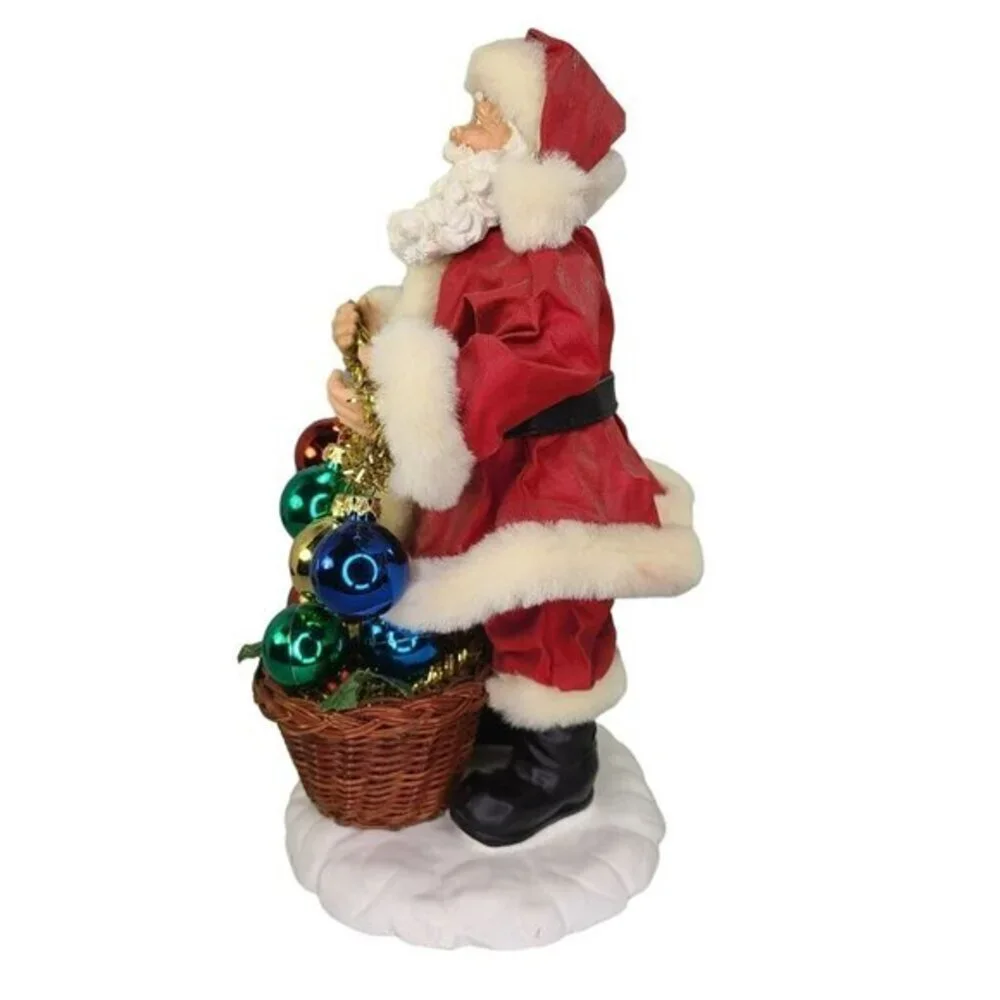 Possible Dreams‎ Santa Claus Holding Ornaments Fabric Clothtique Basket Vintage